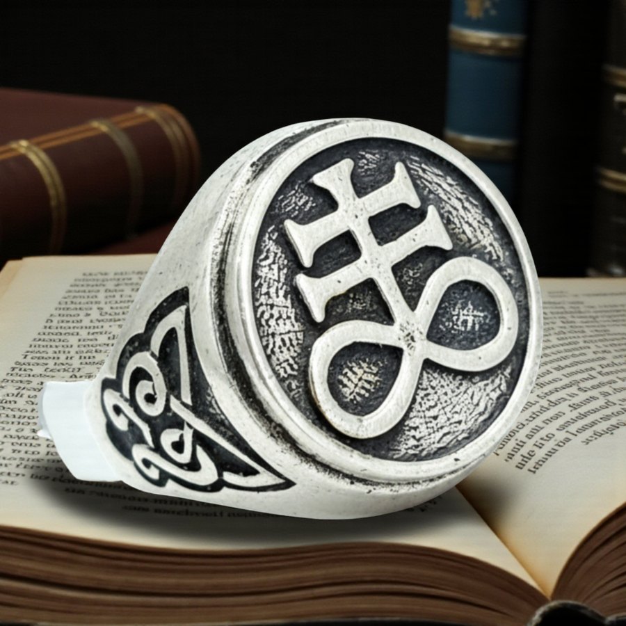 Anillo Cruz Leviatan Satanica En Plata 1,8 Cm 12 Gr Art 1156