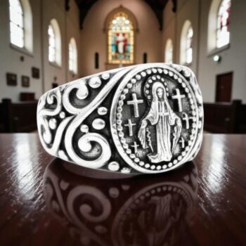 Anillo Virgen María Madre Jesus Plata 1,5 Cm 10 Gr Art 1399