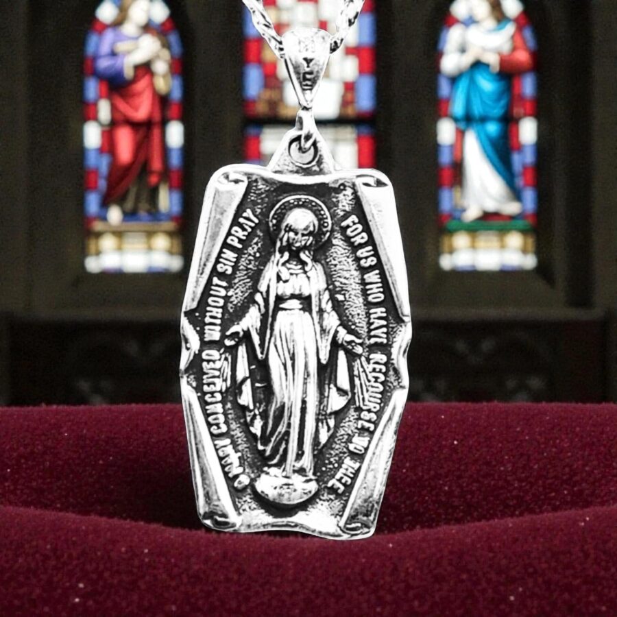 Dije Virgen Medalla Milagrosa En Plata 4 Cm 16 Gr Art 1424