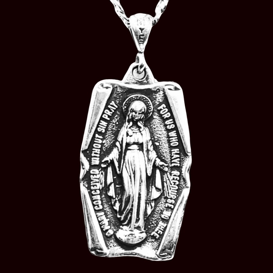 Dije Virgen Medalla Milagrosa En Plata 4 Cm 16 Gr Art 1424 - Imagen 2