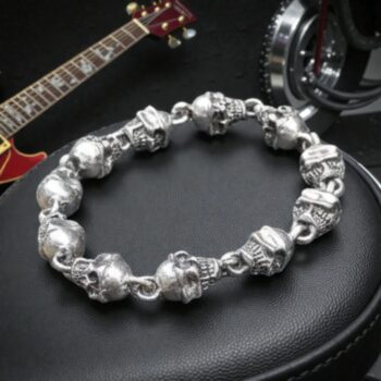 Pulsera Calavera De Plata 30 Gr 1  X 1,5 Cm Art 1451