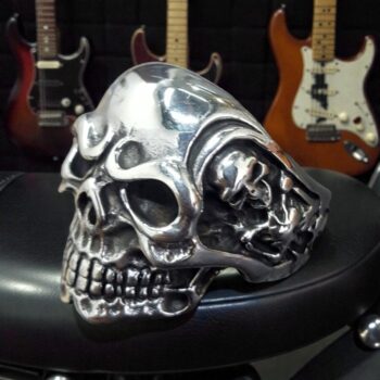 Anillo Calavera De Plata Con Esqueleto 20 Gr 2,7 Cm Art 177