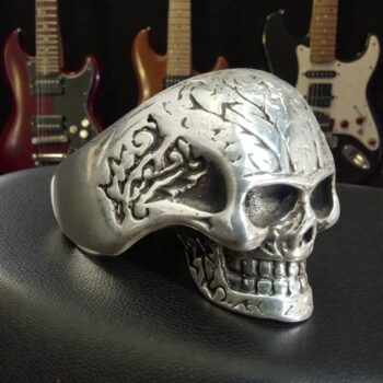 Anillo Calavera De Plata Flores 2,5 X 1,5 Cm 15 Gr Art 328