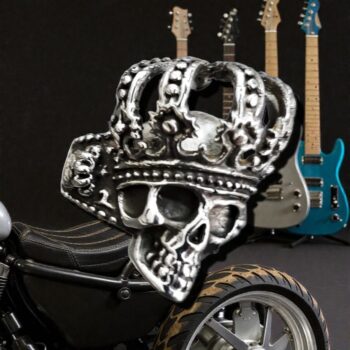 Anillo Calavera De Plata Con Corona 3 X 2 Cm 18 Gr Art 398