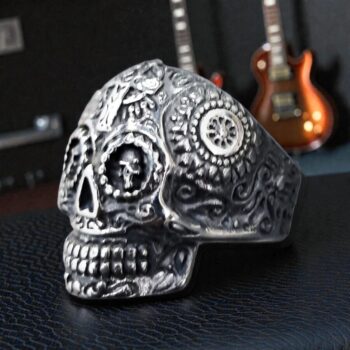 Anillo Calavera Mexicano En Plata 3 X 2 Cm 24 Gr Art 410