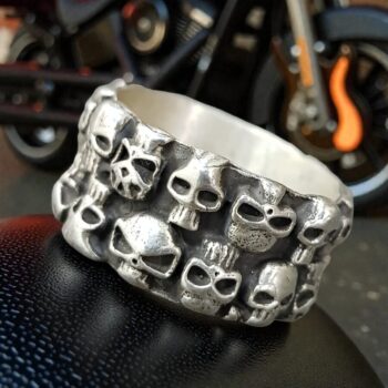 Anillo Calavera De Plata Con Calaveras 1,1 Cm 12 Gr Art 865