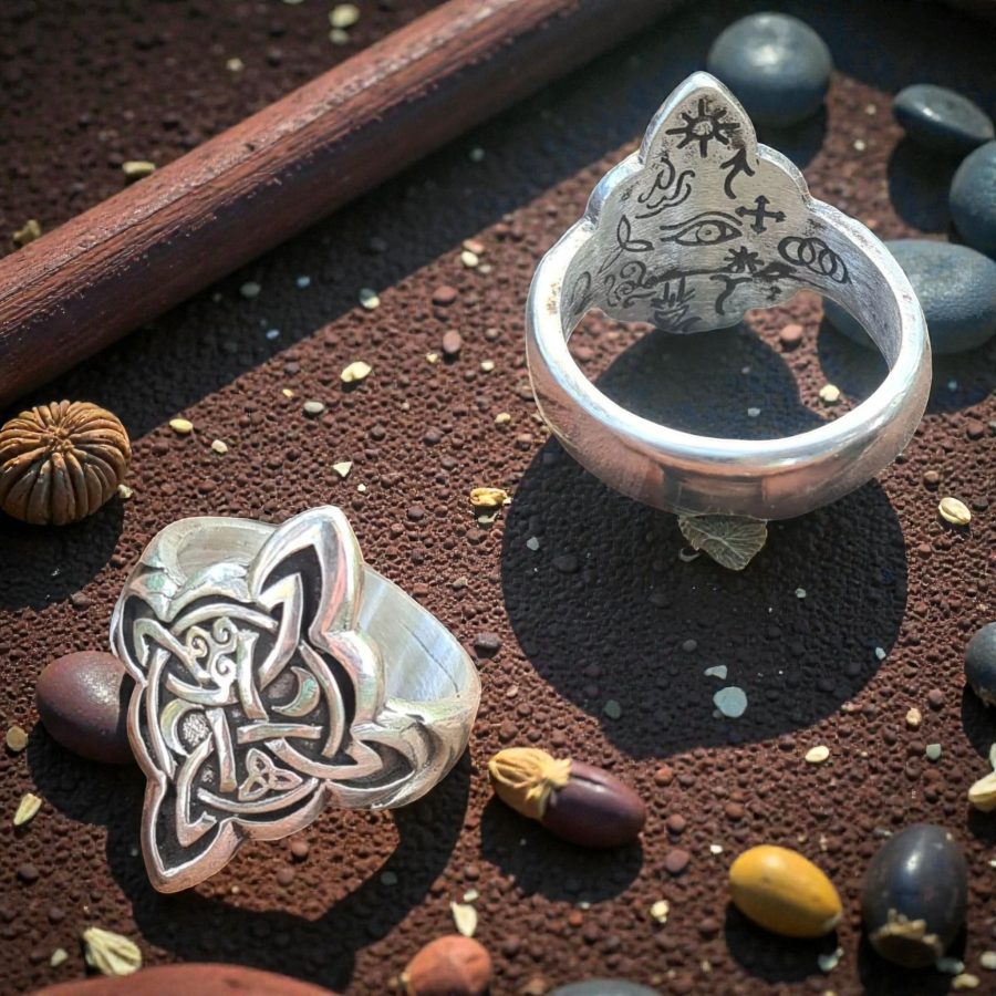 Anillo Nudo De Bruja Y Runas De Bruja 2 Cm En Plata Art 1476