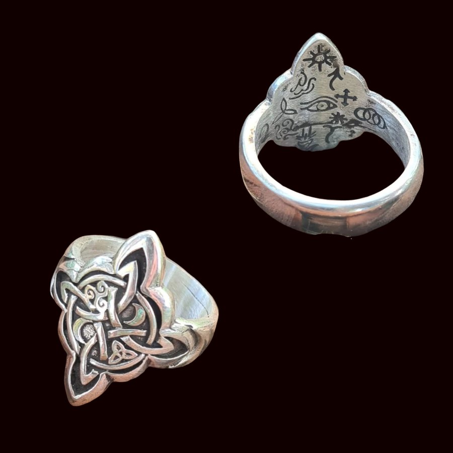 Anillo Nudo De Bruja Y Runas De Bruja 2 Cm En Plata Art 1476 - Imagen 13