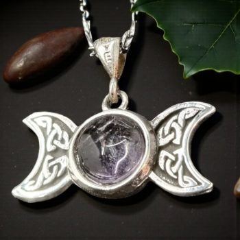 Dije Triple Diosa Wicca Con Amatista En Plata 3 Cm Art 1480