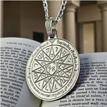 Dije Salomón Cuarto Pentáculo consagrado a Mercurio 3 Cm 9 Gr en Plata 44 Sellos de Salomón Art 1488