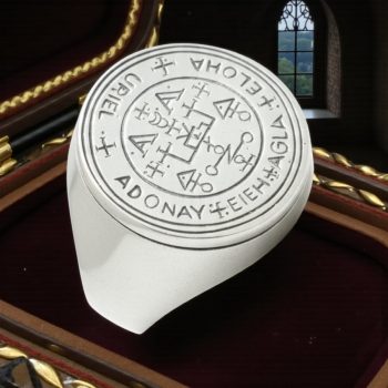 Anillo Sello Angelico Arcangel Uriel 1,8 Cm En Plata Art 39