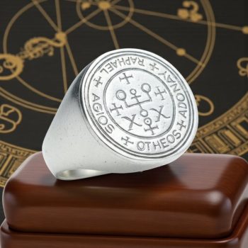 Anillo Sello Angelico Arcangel Rafael 1,8 Cm En Plata Art 40