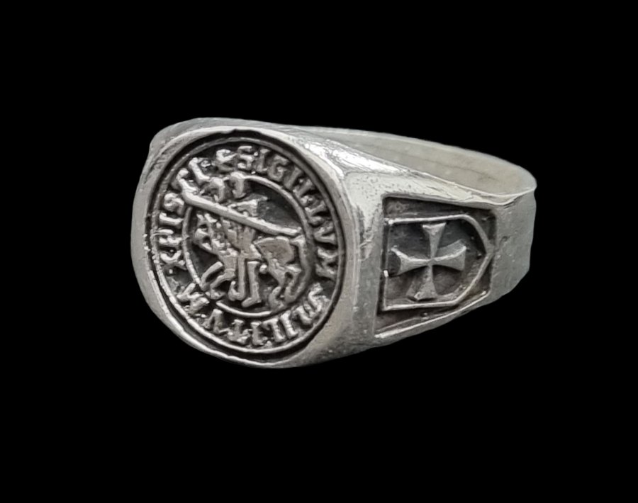 Anillo Caballeros Templarios En Plata 1,4 Cm 7 Gr Art 1578 - Imagen 5