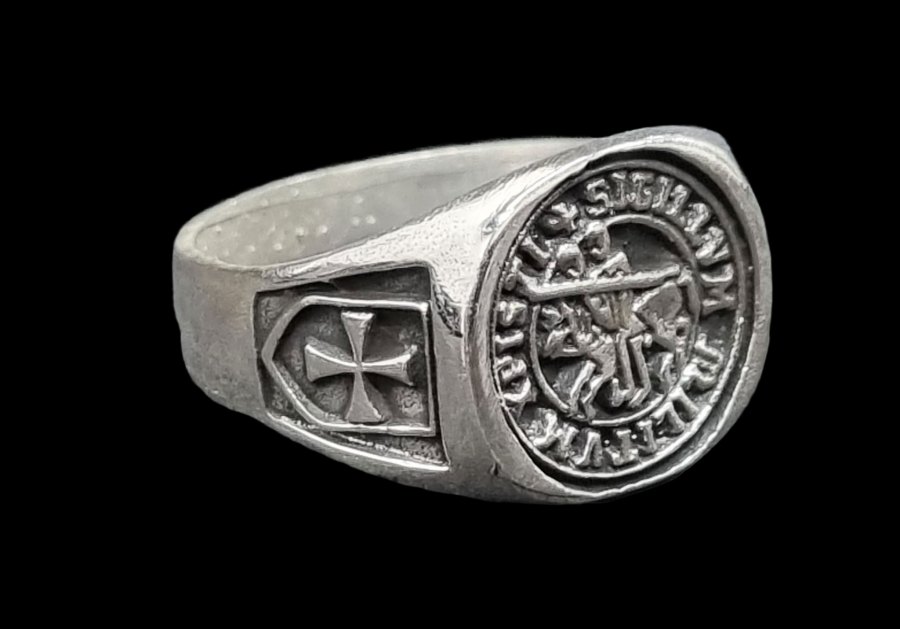 Anillo Caballeros Templarios En Plata 1,4 Cm 7 Gr Art 1578 - Imagen 4