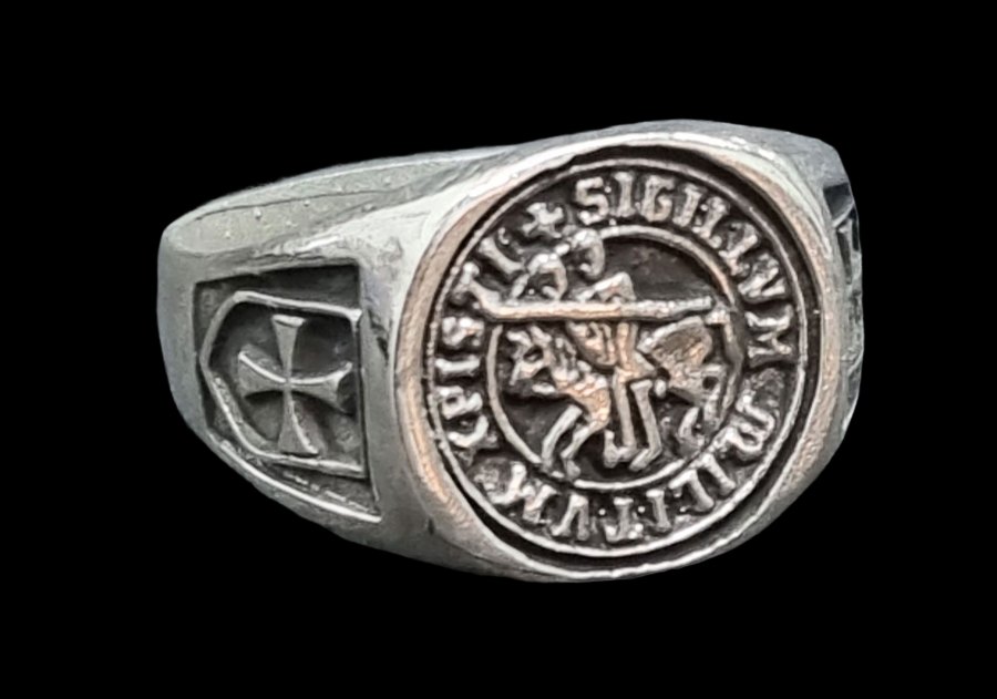 Anillo Caballeros Templarios En Plata 1,4 Cm 7 Gr Art 1578 - Imagen 3