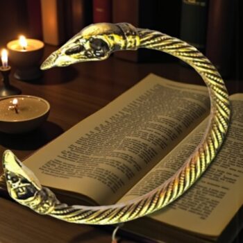 Brazalete Vikingo Cabeza Cuervo En Bronce 38 Gr Art 1454