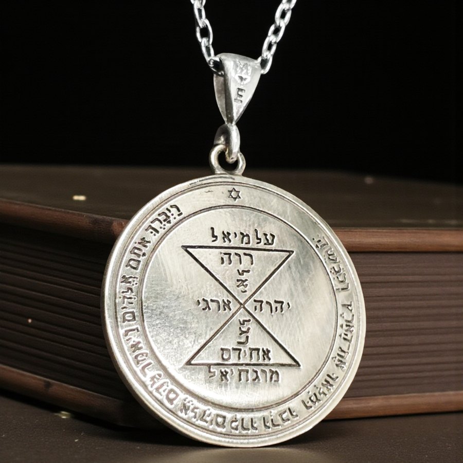Dije Salomón Tercer Pentaculo consagrado a Venus Plata 3 Cm 8 Gr 44 Sellos de Salomón Art 1583