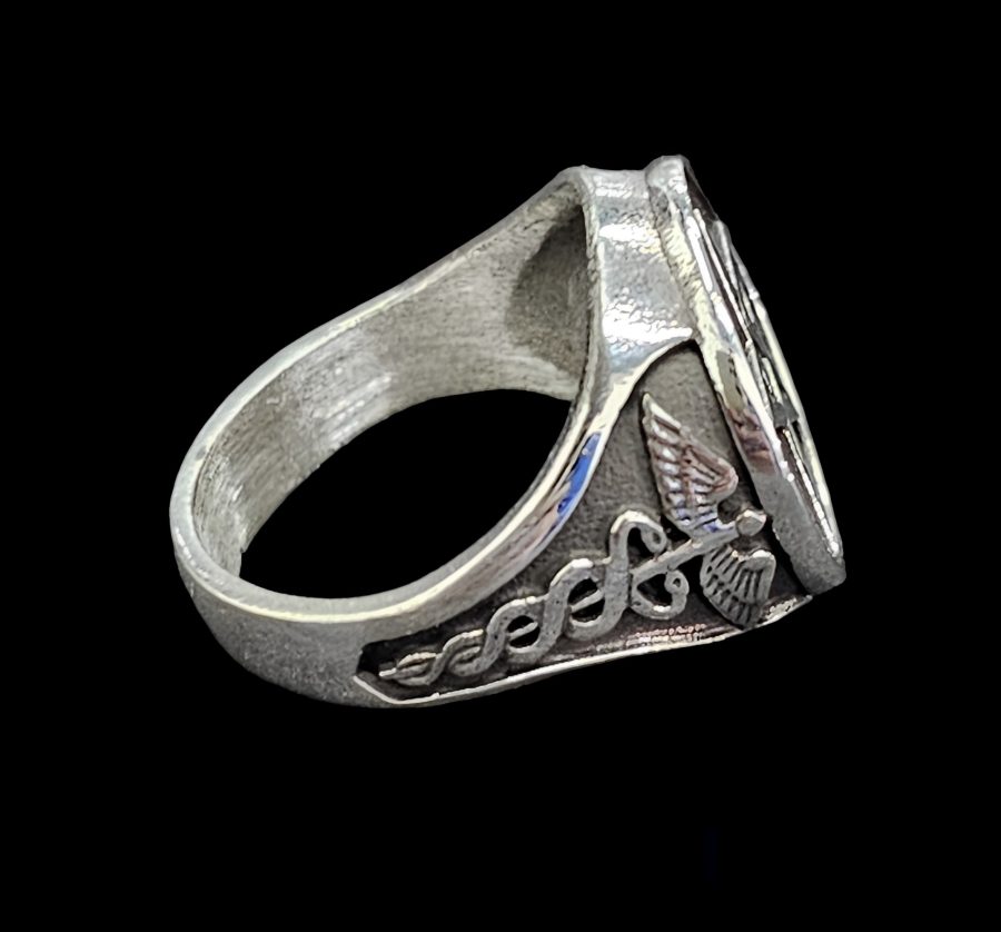 Anillo Pentaculo Con Caduceo En Plata 1,8 Cm 13 Gr Art 1617 - Imagen 4