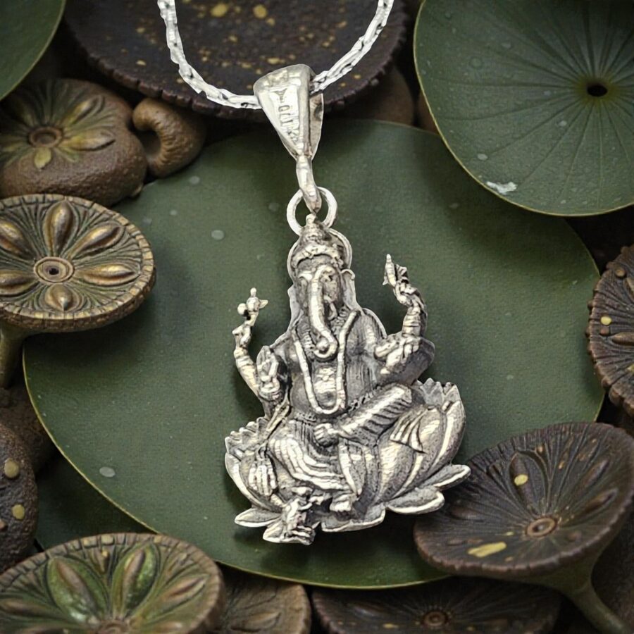 Medalla Ganesha En Plata 3 Cm 4,5 Gr Hinduismo Art 1618