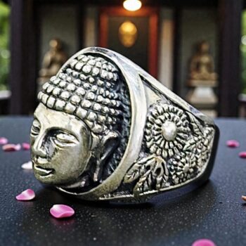 Anillo Buda En Plata Cara 2 X 1,5 Cm 16 Gr Budismo Art 1626