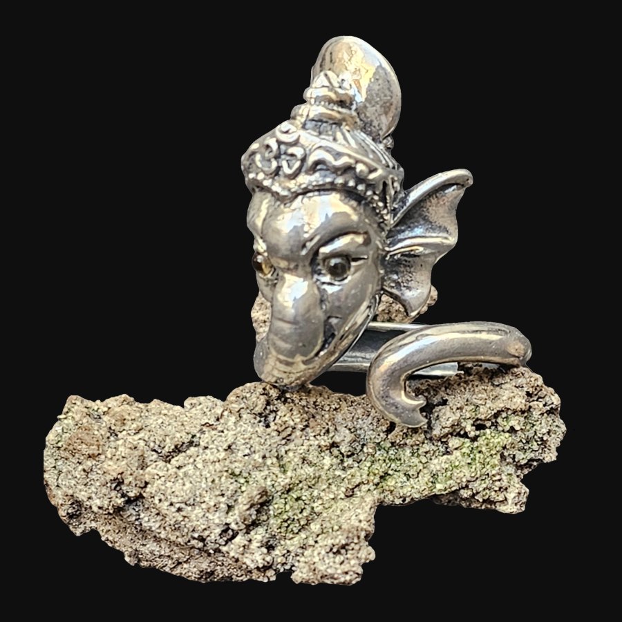 Anillo Ganesha En Plata 3 Cm 14 Gr Hinduismo Art 1634 - Imagen 3