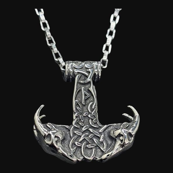 Mjolnir Thor Fenrir Vikingo En Plata 4 Cm 28 Gr Art 1639