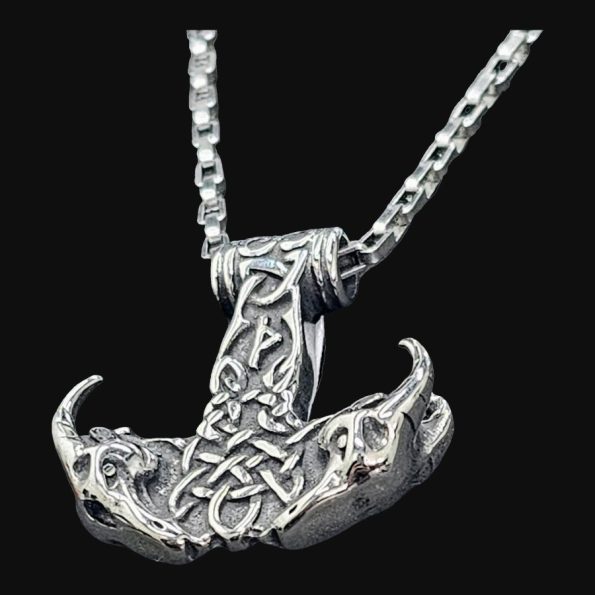 Mjolnir Thor Fenrir Vikingo En Plata 4 Cm 28 Gr Art 1639 - Imagen 3