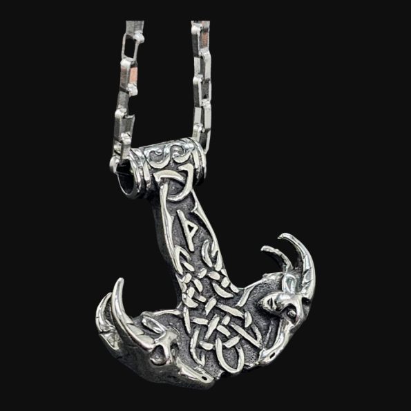 Mjolnir Thor Fenrir Vikingo En Plata 4 Cm 28 Gr Art 1639 - Imagen 5