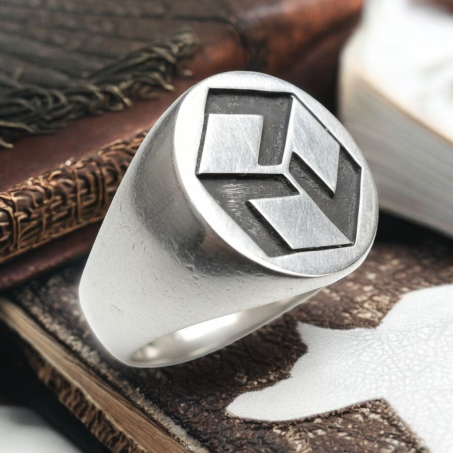 Anillo Reiki Antakarana Plata Esmaltado 1,6 Cm 9 Gr Art 814