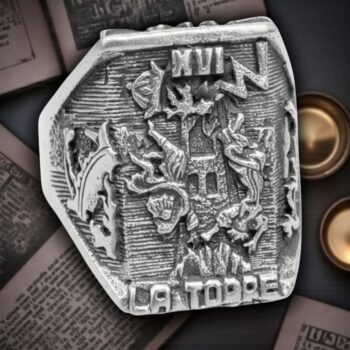 Anillo Carta 16 del Tarot Rider La Torre En Plata 13 Gr 2 X 1,5 Cm Art 1414