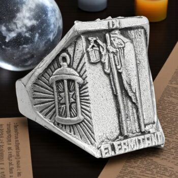 Anillo Carta 9 del Tarot Rider El Ermitaño En Plata 13 Gr  2 X 1,5 Cm Art 1473