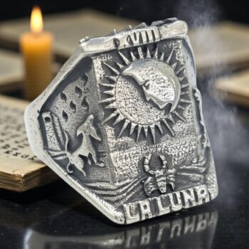 Anillo Carta 18 del Tarot Rider La Luna En Plata 13 Gr 2 X 1,5 Cm Art 1665