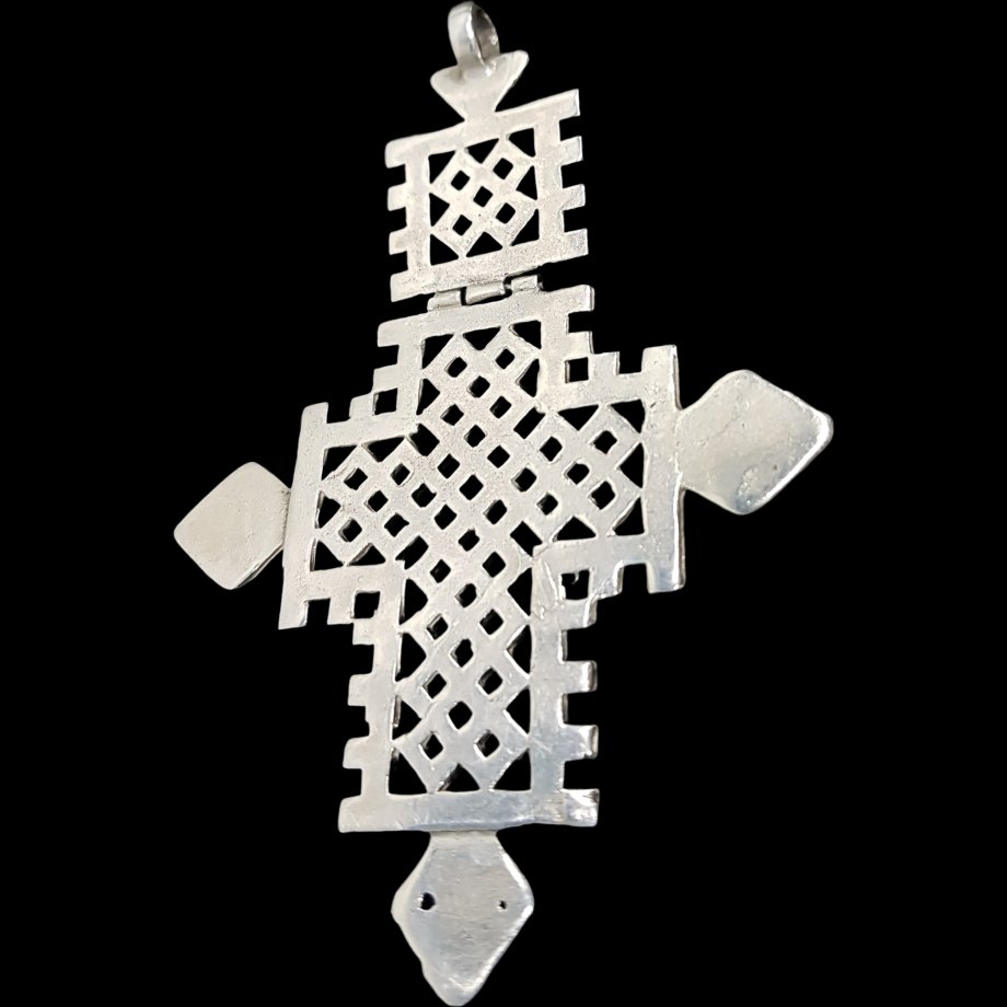 Dije Cruz Copta Rastafari En Plata 9 X 6,5 Cm 17 Gr Art 496 - Imagen 2