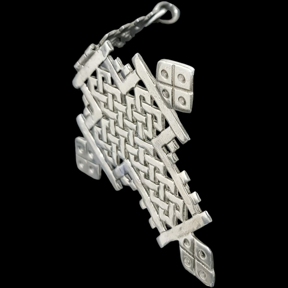 Dije Cruz Copta Rastafari En Plata 9 X 6,5 Cm 17 Gr Art 496 - Imagen 4