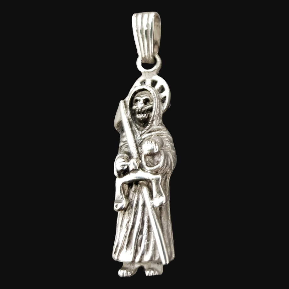 Dije Santa Muerte En Plata 4,5 X 1 Cm 10 Gr Art 507 - Imagen 2