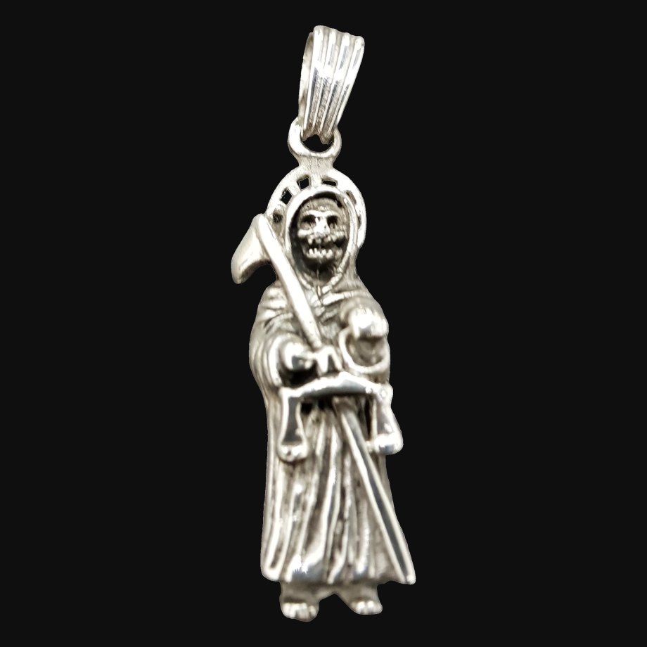 Dije Santa Muerte En Plata 4,5 X 1 Cm 10 Gr Art 507 - Imagen 4