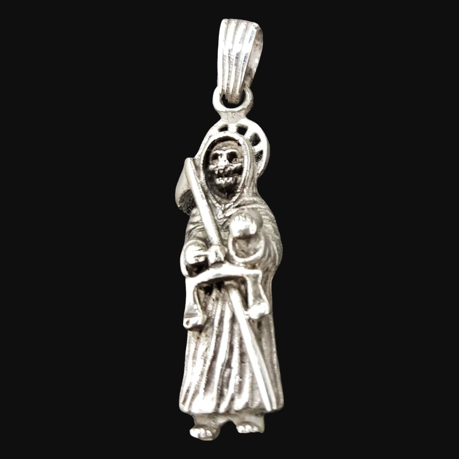 Dije Santa Muerte En Plata 4,5 X 1 Cm 10 Gr Art 507 - Imagen 5