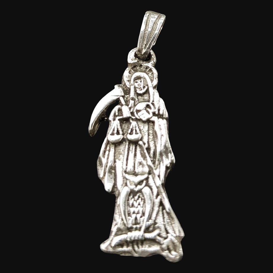 Dije Santa Muerte En Plata 4 X 1 Cm 4,5 Gr Art 509 - Imagen 4