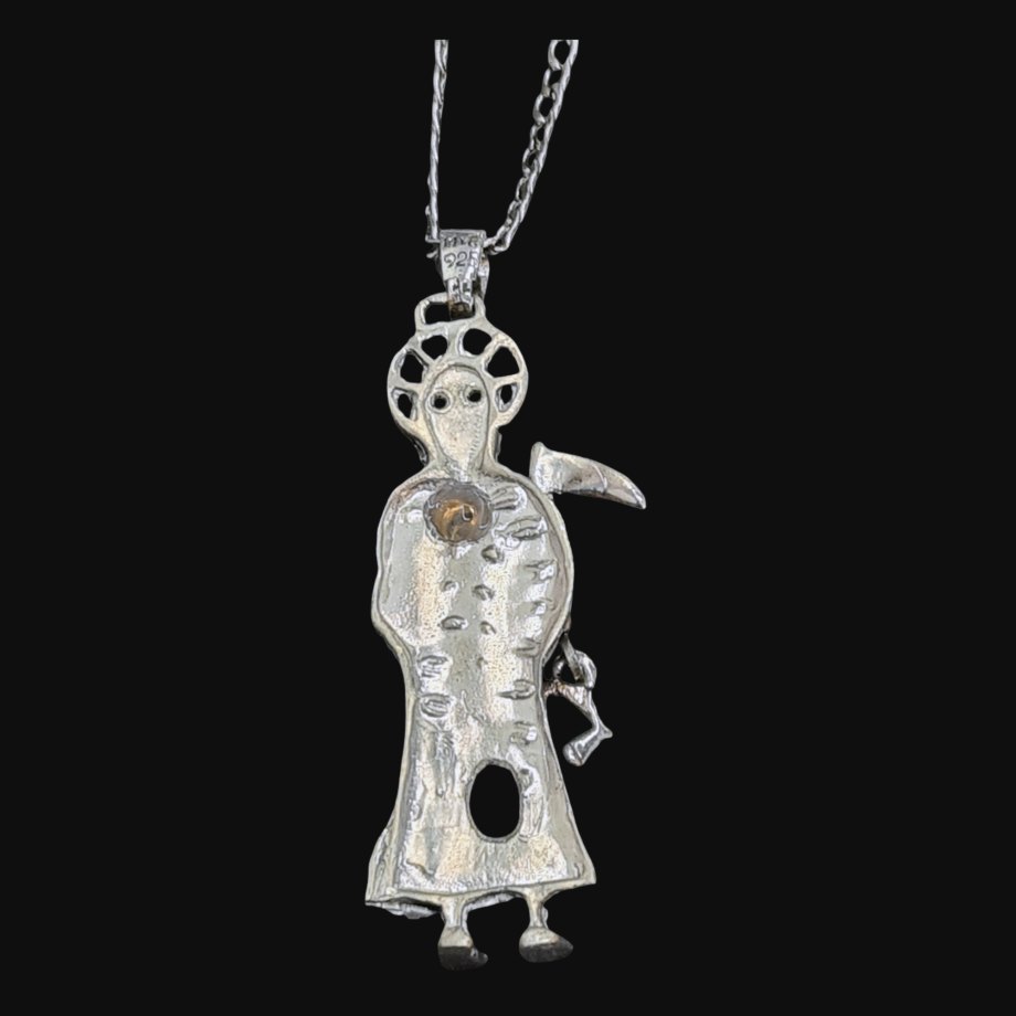 Dije Santa Muerte En Plata 6,5 X 2 Cm 15 Gr Art 841 - Imagen 4