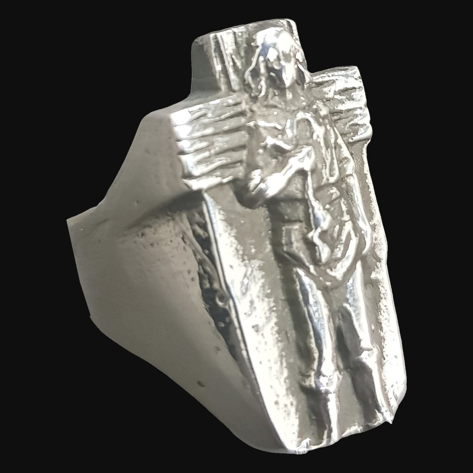 Anillo Gauchito Gil En Plata 3 X 1.5 Cm 18 Gr Art 946 - Imagen 2