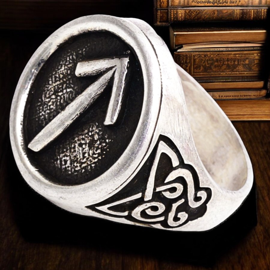 Anillo Runa Vikinga Teiwaz En Plata 1,8 Cm 12 Gr Art 1518