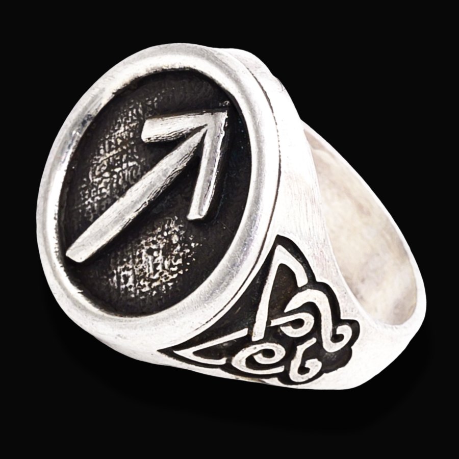 Anillo Runa Vikinga Teiwaz En Plata 1,8 Cm 12 Gr Art 1518 - Imagen 3