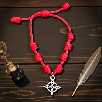 Pulsera 7 Nudos Roja Y Dije Nudo De Bruja En Plata Art 1624