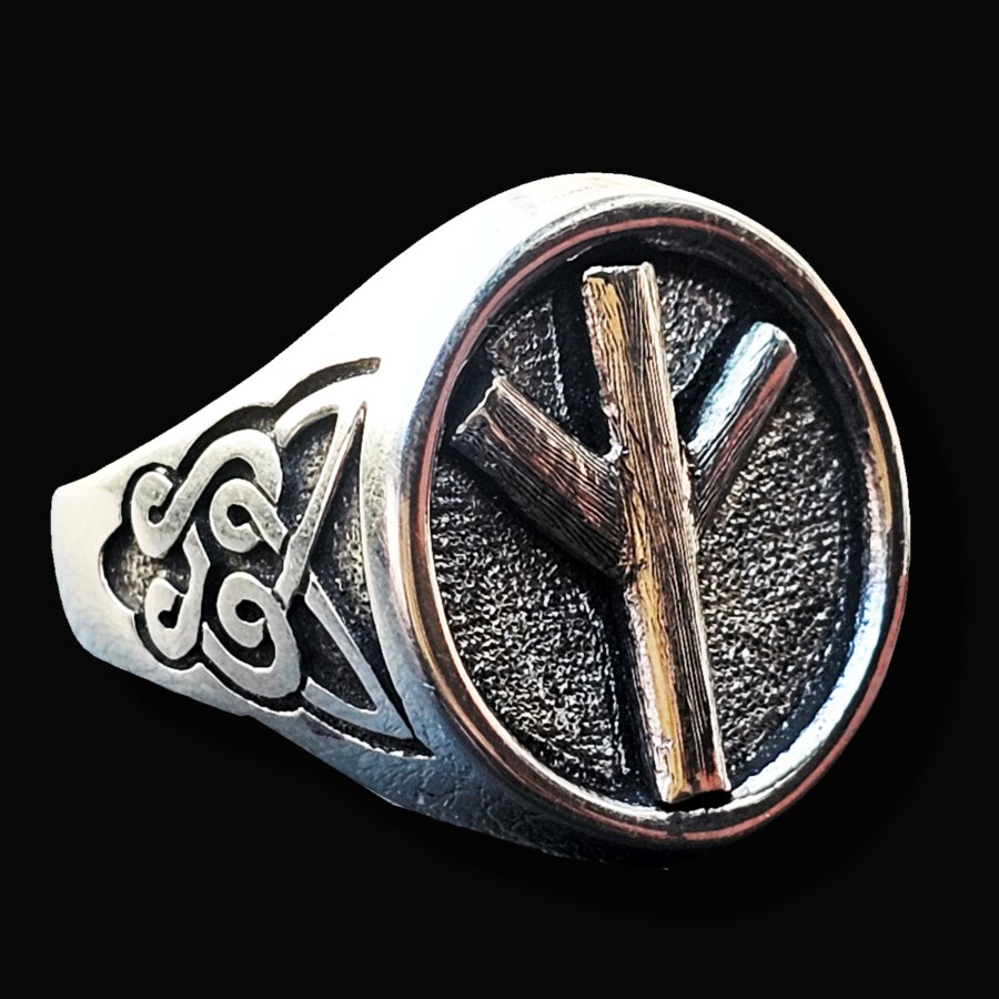Anillo Runa Vikinga Alguiz En Plata 1,8 Cm 12 Gr Art 1694 - Imagen 3
