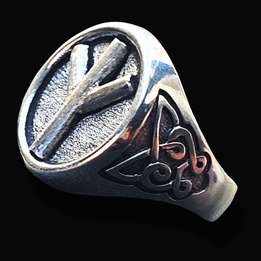 Anillo Runa Vikinga Alguiz En Plata 1,8 Cm 12 Gr Art 1694 - Imagen 5
