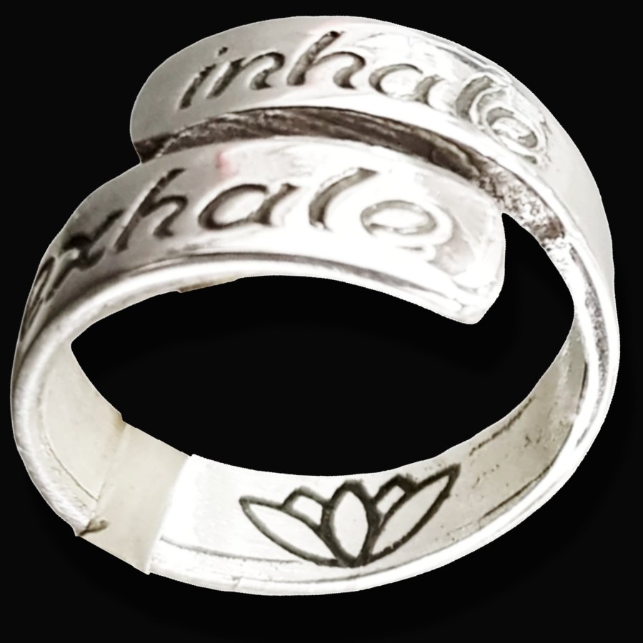 Anillo Yoga Inhale Exhale Plata Regulable Art 809