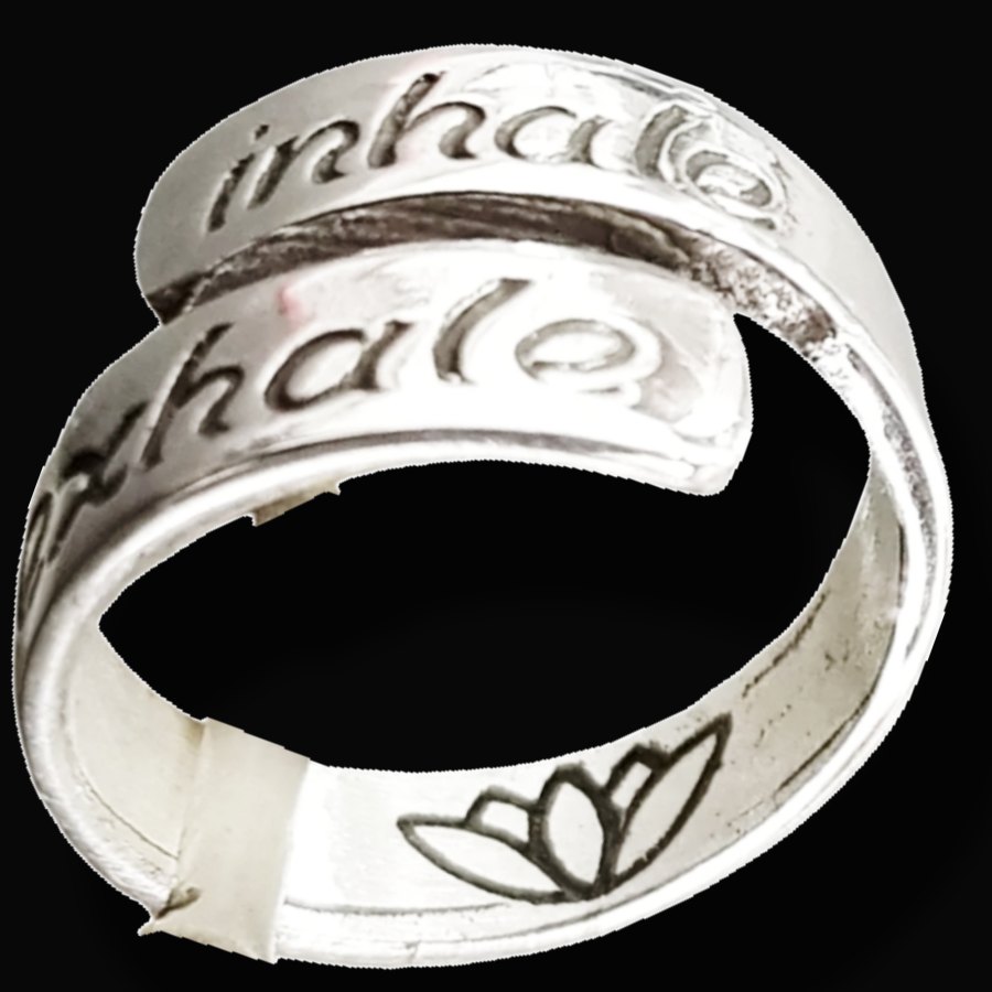 Anillo Yoga Inhale Exhale Plata Regulable Art 809 - Imagen 3