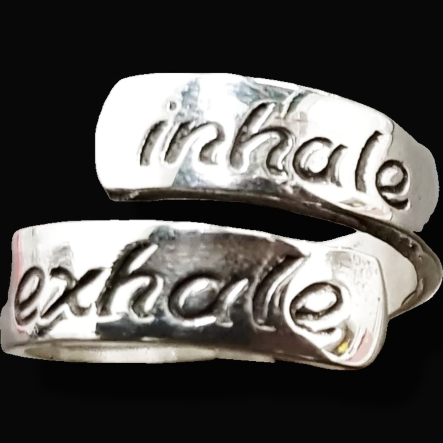Anillo Yoga Inhale Exhale Plata Regulable Art 809 - Imagen 4