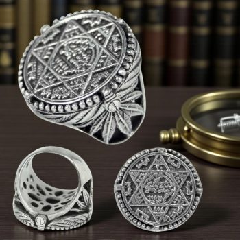 Anillo Sello Suleiman Salomon Plata 2,3 Cm 17,5 Gr Art 1316