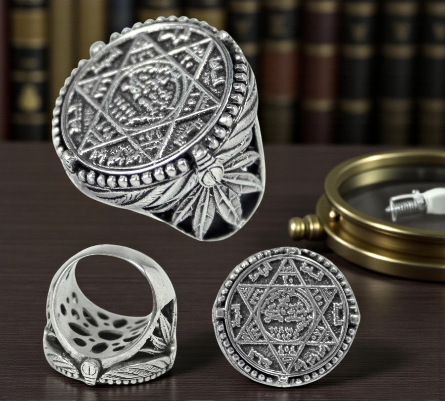 Anillo Sello Suleiman Salomon Plata 2,3 Cm 17,5 Gr Art 1316